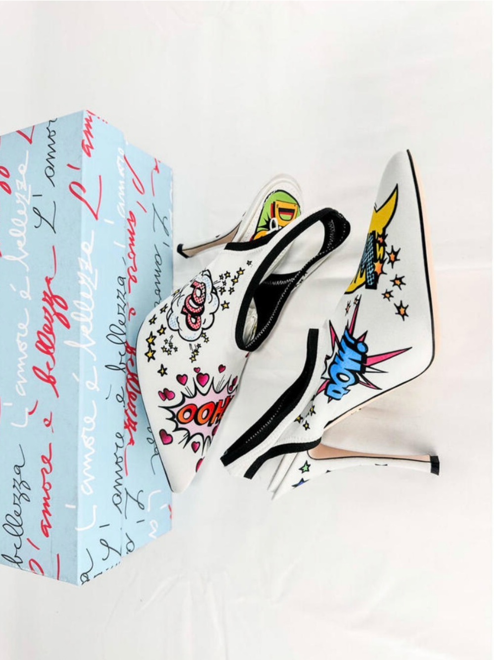 Dolce & Gabbana NWT White Pop-Art Comic Slingback Pumps. Size 39 - Picture 7 of 10
